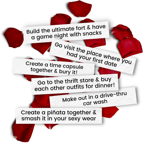 52 Unique Date Ideas - exploringnotboring.com - Sneak Peak: Build the ultimate fort & have a game night with snacks, Go visit the place where you had your first date, Create a time capsule together & bury it! Go to the thrift store & buy each other outfits for dinner! Make out in a drive-thru car wash, Create a piñata together & smash it in your sexy wear.
