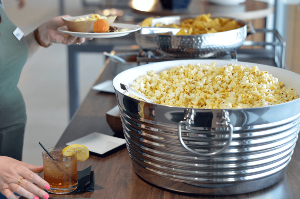 Speed Friending, an exploringnotboring event by Want2BeFriends. Image shows free food offered at the event, including popcorn.