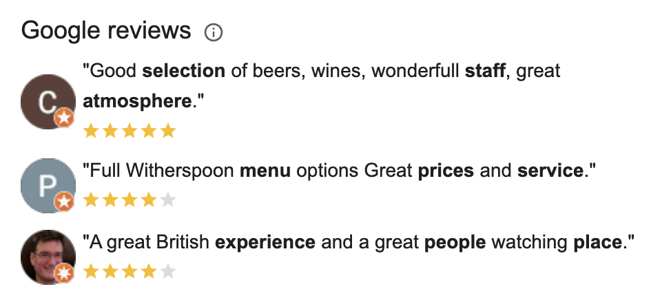 Coach and Horses Google Reviews